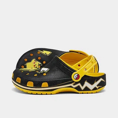 Crocs Big Kids' X Pokemon Pikachu Classic Clog Shoes In Black/lemon