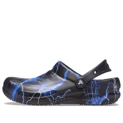 Crocs Bistro Clogs 'black Lightning Bolts' In Blue