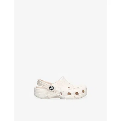 Crocs Bone/comb Kids' Classic Marble Rubber Clogs Eur 29 / 11 Uk In White