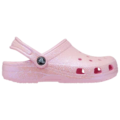Crocs Kids' Big Girls Classic Glitter Clogs From Finish Line In Flamingo
