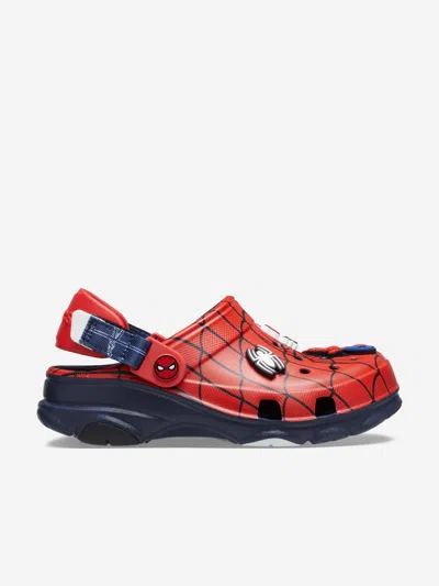Crocs Kids' Spiderman Print Rubber  In Blue