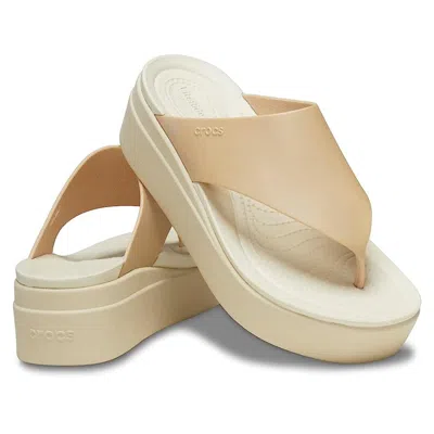 Crocs Brooklyn 209259-9dc Sandals Champagne Platform Flip Flop Jax1202 In Neutral