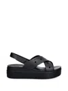Crocs Brooklyn 4u Cross Strap Platform Sandals In Black