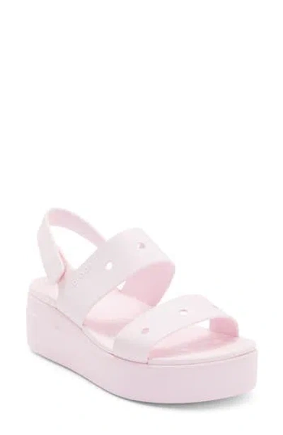 Crocs Brooklyn 4u Water Resistant Wedge Slingback Sandal In Pink
