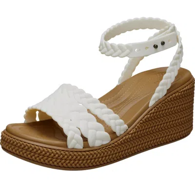 Crocs Brooklyn Ankle Strap Wedge Platform Sandals Chalk 209994-0wv Women's In Brown