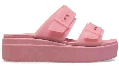 Crocs Brooklyn Buckle Frosted Low Wedge In Rosette