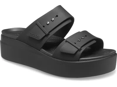 Crocs Brooklyn Buckle Low Wedge In Black