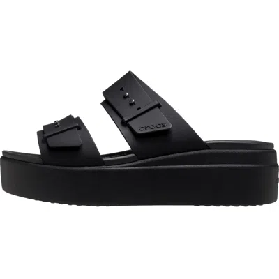 Crocs Brooklyn Buckle Low Wedge Black 207431-001 Women's