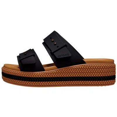Crocs Brooklyn Buckle Low Wedge Black 209978-001 Women's