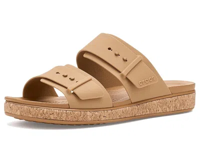 Crocs Brooklyn Buckle Low Wedge In Brown