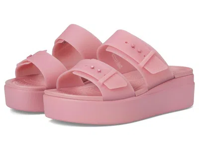 Crocs Brooklyn Buckle Low Wedge In Pink