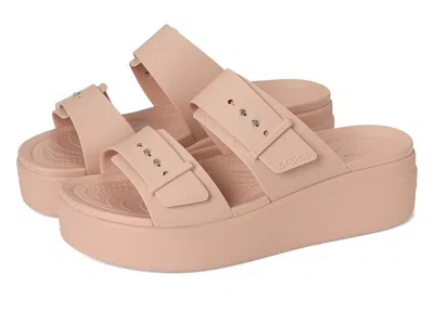 Crocs Brooklyn Buckle Low Wedge In Pink