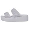 Crocs Brooklyn Buckle Frosted Low Wedge In Purple