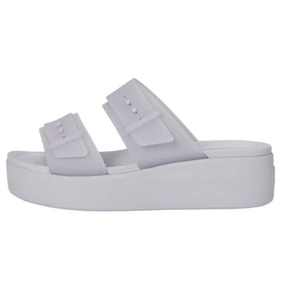 CROCS BROOKLYN BUCKLE LOW WEDGE PURPLE MOON 210980-5BR WOMEN'S