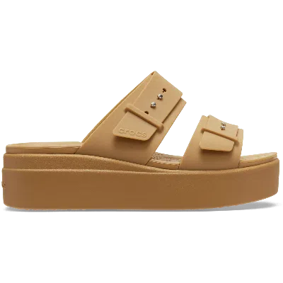 Crocs Brooklyn Buckle Low Wedge Sandal In Brown