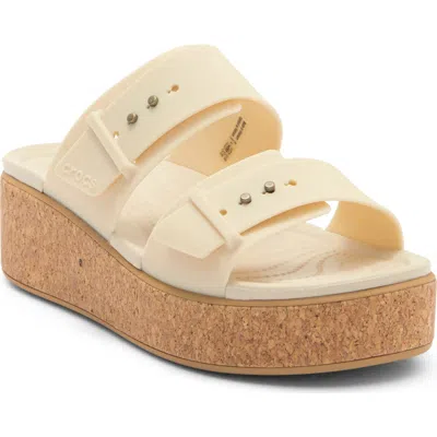 Crocs Brooklyn Buckle Wedge Slide Sandal In Neutral