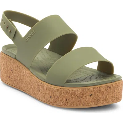 Crocs Brooklyn Cork Low Platform Wedge Sandal In Brown
