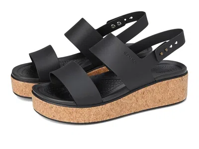 Crocs Brooklyn Cork Low Wedge In Black