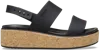 Crocs Brooklyn Cork Low Wedge In Black/black