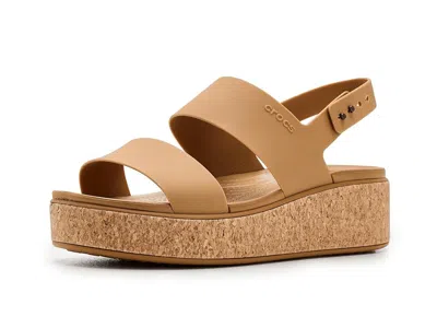 Crocs Brooklyn Cork Low Wedge In Brown