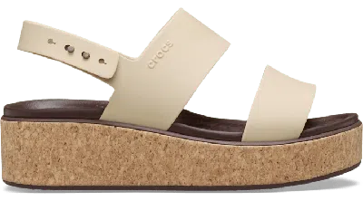 Crocs Brooklyn Cork Low Wedge In Chai