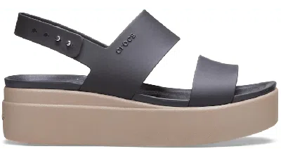 Crocs Brooklyn Low Wedge In Black/mushroom