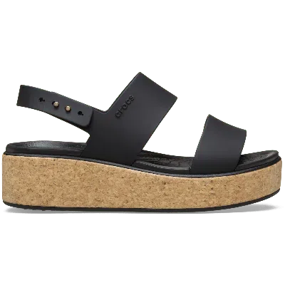 Crocs Brooklyn Low Wedge Cork Sandal In Black