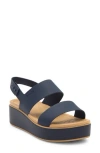 Crocs Brooklyn Low Wedge Matte Wrap Sandal In Blue