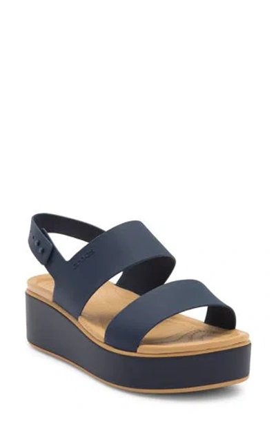Crocs Brooklyn Low Wedge Matte Wrap Sandal In Blue