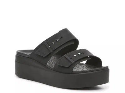 Crocs Brooklyn Low Wedge Sandal In Black