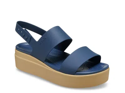Crocs Brooklyn Low Wedge Sandal In Blue