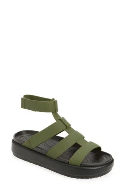 Crocs Brooklyn Luxe Water Resistant Gladiator Fisherman Slide Sandal In Green