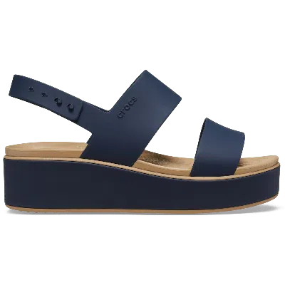 Crocs Brooklyn Low Wedge Matte Wrap Sandal In Blue