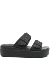 Crocs Brooklyn Platform Double-buckle Sandals In Black