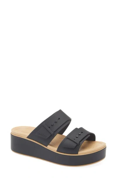 Crocs Brooklyn Platform Wedge Slide Sandal In Black