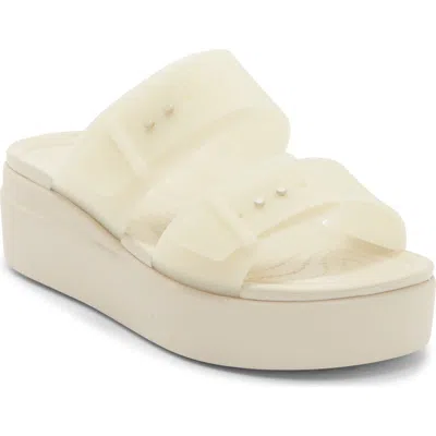 Crocs Brooklyn Platform Wedge Slide Sandal In Nude