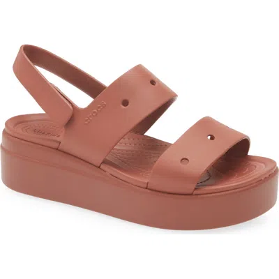Crocs Brooklyn Slingback Platform Wedge Sandal In Rust