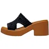 Crocs Woven Platform Slide Sandal In Black
