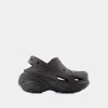 Crocs Classic Platform Glitter Sandals In Black