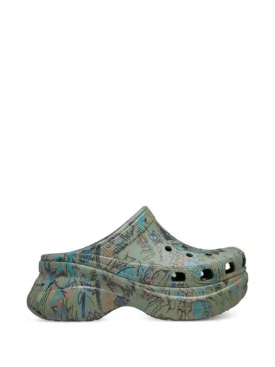 Crocs Classic Bae Graffiti Clogs In Green