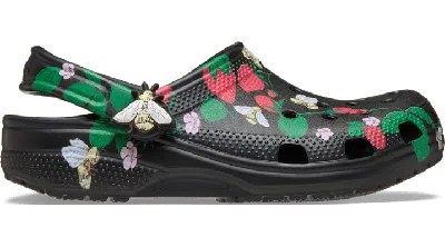 Crocs Classic Berries And Bees Clog Blk In Black