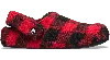 Crocs Classic Buffalo Check Cozzzy Slipper In Varsity Red/black