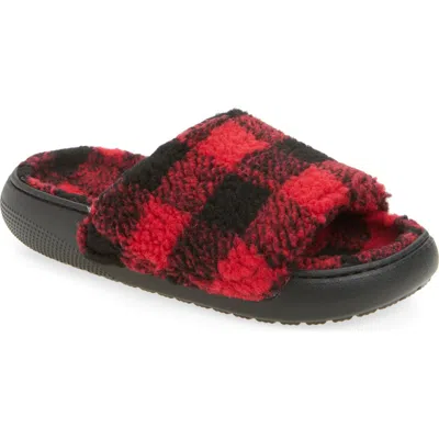 Crocs Classic Buffalo Check Slide Slipper In Red