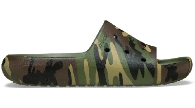 Crocs Classic Camouflage Slide 2.0 In Green