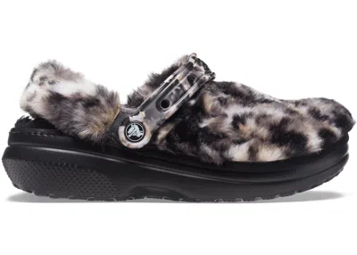 Pre-owned Crocs Classic Clog Fur Sure Cheetah Sneakers In Black