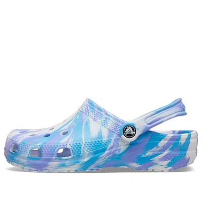 Crocs Classic Marbled Clog In White/oxygen