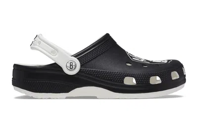 Pre-owned Crocs Classic Clog Nba Brooklyn Nets In White/black