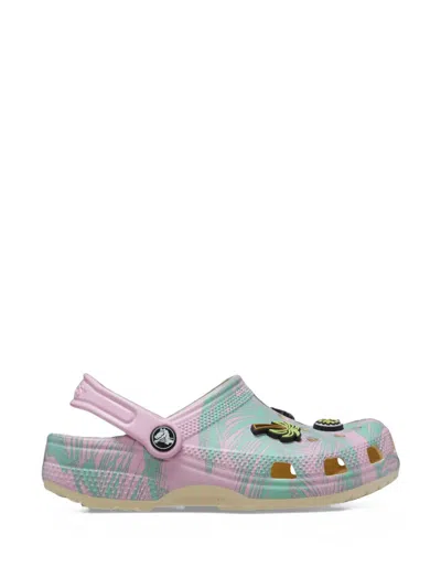 Crocs Kids' Classic Clog Palm-print Sandals In Pink
