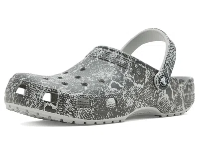 Crocs Classic Clog - Seasonal Graphic Clog Shoes Atmosphere/ Multi Snake: Men's 7 - Women's 9 Medium In Gray
