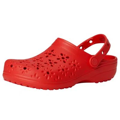 Crocs Classic Clogs With Floral Cut Out Design Cherry Red 210927-6zr Men's
